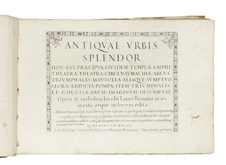  Lauro Giacomo : Antiquae Vrbis splendor [...] ac modernorum vestigiorum additione utcumque hoc insequenti anno 1630 reperiuntur... Storia locale, Legatura, Guida illustrata, Figurato, Storia, Diritto e Politica, Collezionismo e Bibliografia, Geografia e viaggi, Collezionismo e Bibliografia  - Auction Books, Autographs and Manuscripts - Libreria Antiquaria Gonnelli - Casa d'Aste - Gonnelli Casa d'Aste
