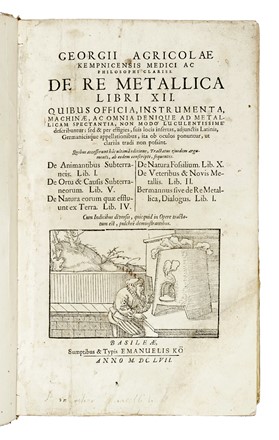  Agricola Georg : De re metallica Libri XII.... De animantibus subterraneis. Lib. I. De ortu & causis subterraneorum. Lib. V. De natura eorum quae effluunt ex terra... Ingegneria, Figurato, Scienze tecniche e matematiche, Collezionismo e Bibliografia  - Auction Books, Autographs and Manuscripts - Libreria Antiquaria Gonnelli - Casa d'Aste - Gonnelli Casa d'Aste
