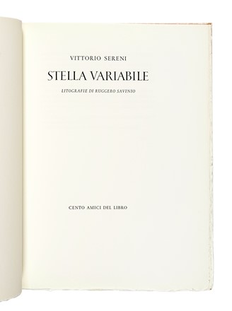  Sereni Vittorio : Stella variabile. Litografie di Ruggero Savinio.  Ruggero Savinio  - Asta Libri, autografi e manoscritti - Libreria Antiquaria Gonnelli - Casa d'Aste - Gonnelli Casa d'Aste