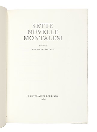  Cecchi Dario : Sette novelle montalesi raccolte da Gherardo Nerucci.  - Asta Libri, autografi e manoscritti - Libreria Antiquaria Gonnelli - Casa d'Aste - Gonnelli Casa d'Aste