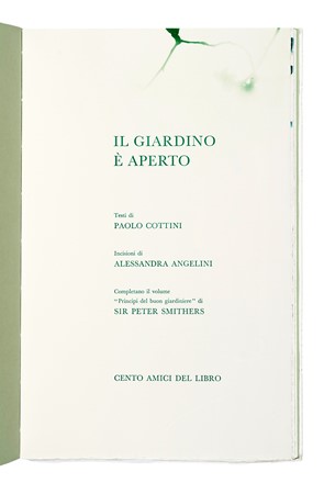  Cottini Paolo : Il giardino � aperto [...]. Incisioni di Alessandra Angelini. Libro d'Artista, Collezionismo e Bibliografia  Alessandra Angelini  - Auction Books, Autographs and Manuscripts - Libreria Antiquaria Gonnelli - Casa d'Aste - Gonnelli Casa d'Aste