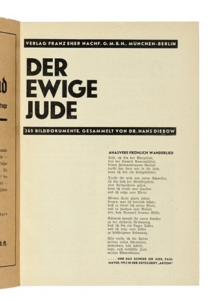  Diebow Hans : Der ewige Jude. 265 Bilddokumente. Fotografia, Storia, Ebraica e Judaica, Arte, Storia, Diritto e Politica, Religione  - Auction Books, Autographs and Manuscripts - Libreria Antiquaria Gonnelli - Casa d'Aste - Gonnelli Casa d'Aste