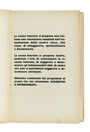  Marinetti Filippo Tommaso : La cucina futurista.  Fillia [pseud. di Colombo Luigi Enrico]  - Asta Libri, autografi e manoscritti - Libreria Antiquaria Gonnelli - Casa d'Aste - Gonnelli Casa d'Aste