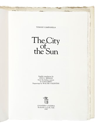  Campanella Tommaso : The city of the sun [...]. Engravings by Walter Valentini.  Walter Valentini  (Pergola, 1928)  - Asta Libri, autografi e manoscritti - Libreria Antiquaria Gonnelli - Casa d'Aste - Gonnelli Casa d'Aste