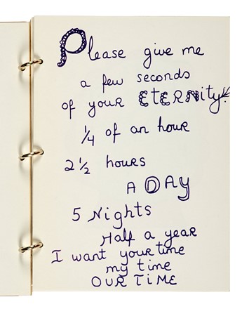  Saint Phalle Niki (de) [pseud. di Saint Phalle  Catherine-Marie-Agn�s Fal (de)] : Please give me a few seconds of your Eternity... Arte, Cataloghi di arte, Arte  - Auction Books, Autographs and Manuscripts - Libreria Antiquaria Gonnelli - Casa d'Aste - Gonnelli Casa d'Aste