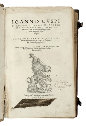  Cuspinianus Johannes : De Caesaribus atque imperatoribus Romanis opus insigne... Legatura, Storia  - Auction Books, Autographs and Manuscripts - Libreria Antiquaria Gonnelli - Casa d'Aste - Gonnelli Casa d'Aste