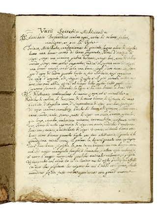 Varii Secreti ? Medicinali. Medicina  - Auction Books, Autographs and Manuscripts - Libreria Antiquaria Gonnelli - Casa d'Aste - Gonnelli Casa d'Aste