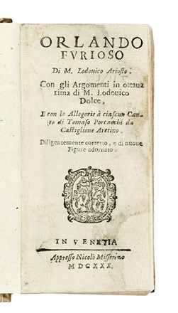  Ariosto Ludovico : Orlando furioso... Letteratura classica, Classici, Letteratura italiana  - Auction Books, Autographs and Manuscripts - Libreria Antiquaria Gonnelli - Casa d'Aste - Gonnelli Casa d'Aste