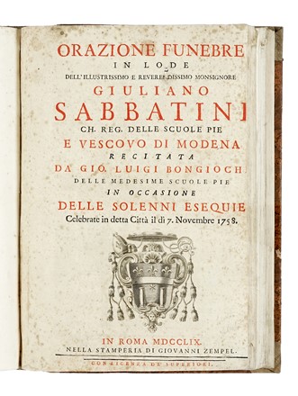  Peretti Antonio : Disegno del monumento in plastica eretto nella chiesa di S. Francesco in Modena in memoria della preservazione di questa citta dal cholera-morbus...  - Auction Books, Autographs and Manuscripts - Libreria Antiquaria Gonnelli - Casa d'Aste - Gonnelli Casa d'Aste