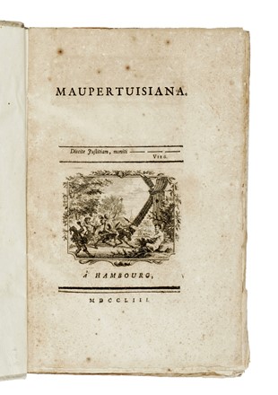 Voltaire Fran�ois-Marie Arouet (de), Leibniz Gottfried Wilhelm von, Maupertuis Pierre Louis : Maupertuisiana. Aritmetica, Scienze tecniche e matematiche, Scienze tecniche e matematiche  Leonhard Euler  - Auction Books, Autographs and Manuscripts - Libreria Antiquaria Gonnelli - Casa d'Aste - Gonnelli Casa d'Aste