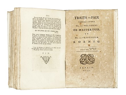  Voltaire Fran�ois-Marie Arouet (de), Leibniz Gottfried Wilhelm von, Maupertuis Pierre Louis : Maupertuisiana. Aritmetica, Scienze tecniche e matematiche, Scienze tecniche e matematiche  Leonhard Euler  - Auction Books, Autographs and Manuscripts - Libreria Antiquaria Gonnelli - Casa d'Aste - Gonnelli Casa d'Aste