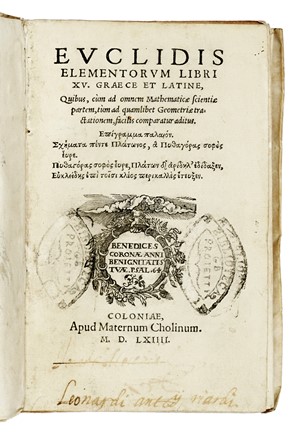  Euclides : Elementorum libri XV...  - Asta Libri, autografi e manoscritti - Libreria Antiquaria Gonnelli - Casa d'Aste - Gonnelli Casa d'Aste