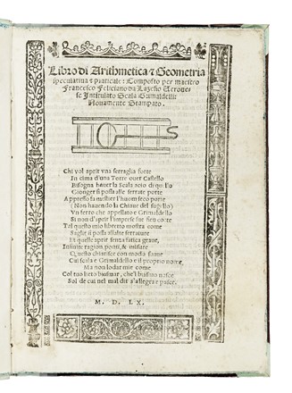  Feliciano Francesco : Libro di arithmetica & geometria speculatiua & praticale... Aritmetica, Geometria, Scienze tecniche e matematiche, Scienze tecniche e matematiche, Scienze tecniche e matematiche  - Auction Books, Autographs and Manuscripts - Libreria Antiquaria Gonnelli - Casa d'Aste - Gonnelli Casa d'Aste