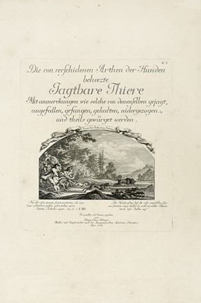  Johann Elias Ridinger  (Ulm, 1698 - Augsburg, 1767) : Die von verschidenen Arthen der Hunden behaezte Jagtbare Thiere. Mit anmerckungen wie solche von denenselben gejagt, angefallen, gefangen, gehalten, nidergezogen und theils gew�rget werden.  - Asta Arte Antica, Moderna e Contemporanea - Libreria Antiquaria Gonnelli - Casa d'Aste - Gonnelli Casa d'Aste