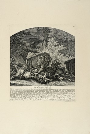  Johann Elias Ridinger  (Ulm, 1698 - Augsburg, 1767) : Die von verschidenen Arthen der Hunden behaezte Jagtbare Thiere. Mit anmerckungen wie solche von denenselben gejagt, angefallen, gefangen, gehalten, nidergezogen und theils gew�rget werden.  - Asta Arte Antica, Moderna e Contemporanea - Libreria Antiquaria Gonnelli - Casa d'Aste - Gonnelli Casa d'Aste
