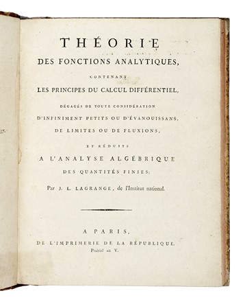  Lagrange Joseph Louis : Theorie des fonctions analytiques, contenant les principes du calcul diff�rentiel... Aritmetica, Napoleonica, Scienze tecniche e matematiche, Storia, Diritto e Politica  - Auction Books, Autographs and Manuscripts - Libreria Antiquaria Gonnelli - Casa d'Aste - Gonnelli Casa d'Aste