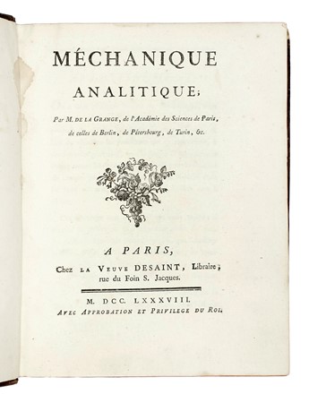  Lagrange Joseph Louis : M�chanique analitique... Scienze tecniche e matematiche, Meccanica, Scienze tecniche e matematiche  - Auction Books, Autographs and Manuscripts - Libreria Antiquaria Gonnelli - Casa d'Aste - Gonnelli Casa d'Aste