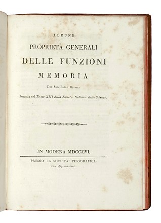  Ruffini Paolo : Miscellanea delle memorie del Ruffini  - Asta Libri, autografi e manoscritti - Libreria Antiquaria Gonnelli - Casa d'Aste - Gonnelli Casa d'Aste