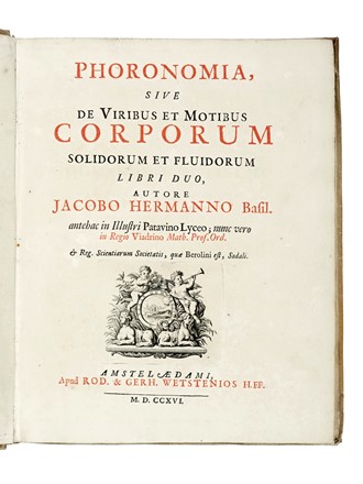  Hermann Jacob : Phoronomia...  - Asta Libri, autografi e manoscritti - Libreria Antiquaria Gonnelli - Casa d'Aste - Gonnelli Casa d'Aste