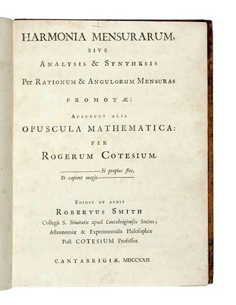  Cotes Roger : Harmonia mensurarum, sive analysis & synthesis per rationum & angulorum mensuras promotae... Scienze tecniche e matematiche, Geometria, Scienze tecniche e matematiche  - Auction Books, Autographs and Manuscripts - Libreria Antiquaria Gonnelli - Casa d'Aste - Gonnelli Casa d'Aste