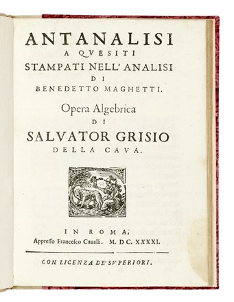  Grisio Salvatore : Antanalisi a quesiti stampati... Scienze tecniche e matematiche  - Auction Books, Autographs and Manuscripts - Libreria Antiquaria Gonnelli - Casa d'Aste - Gonnelli Casa d'Aste