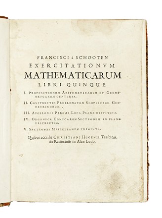  Schooten Franz (van), Huygens Christiaan : Exercitationum mathematicarum... Scienze tecniche e matematiche  - Auction Books, Autographs and Manuscripts - Libreria Antiquaria Gonnelli - Casa d'Aste - Gonnelli Casa d'Aste