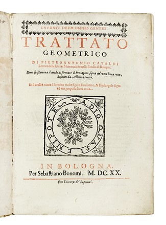  Cataldi Pietro Antonio, D�rer Albrecht : Trattato geometrico [...] Dove si esamina il modo di formare il pentagono sopra ad una linea retta, descritto da Alberto Durero... Geometria, Scienze tecniche e matematiche  - Auction Books, Autographs and Manuscripts - Libreria Antiquaria Gonnelli - Casa d'Aste - Gonnelli Casa d'Aste
