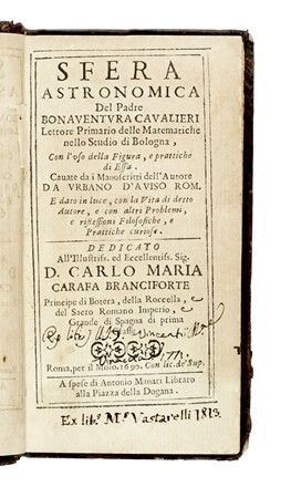  Cavalieri Bonaventura : Sfera astronomica... Astronomia, Astrologia, Scienze tecniche e matematiche, Occultismo  Urbano D'Aviso  - Auction Books, Autographs and Manuscripts - Libreria Antiquaria Gonnelli - Casa d'Aste - Gonnelli Casa d'Aste