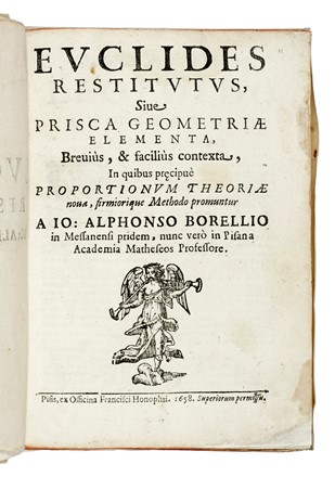  Borelli Giovanni Alfonso : Euclides restitutus... Scienze tecniche e matematiche  - Auction Books, Autographs and Manuscripts - Libreria Antiquaria Gonnelli - Casa d'Aste - Gonnelli Casa d'Aste