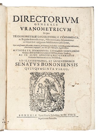  Cavalieri Bonaventura : Directorium generale... Scienze tecniche e matematiche  - Auction Books, Autographs and Manuscripts - Libreria Antiquaria Gonnelli - Casa d'Aste - Gonnelli Casa d'Aste