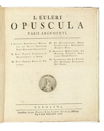  Euler Leonhard : Opuscula varii argumenti. Tomus I (-III).  - Asta Libri, autografi e manoscritti - Libreria Antiquaria Gonnelli - Casa d'Aste - Gonnelli Casa d'Aste