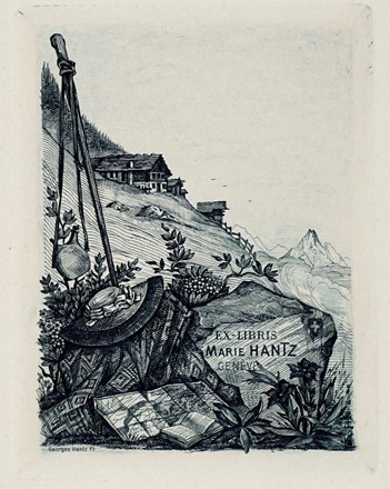  Jules Georges Hantz  (La Chaux-de-Fonds, 1846 - Ginevra, 1920) : Ex Libris Georges Hantz.  - Asta Arte Antica, Moderna e Contemporanea [parte II] - Libreria Antiquaria Gonnelli - Casa d'Aste - Gonnelli Casa d'Aste