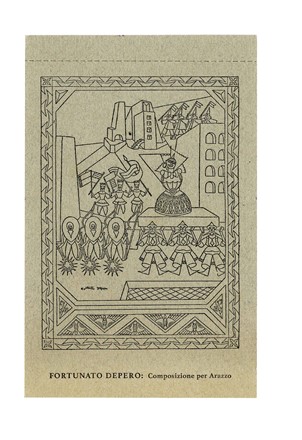  Fortunato Depero  (Fondo, 1892 - Rovereto, 1960) : Invito alla Grande Mostra di Arazzi e Cuscini di Fortunato DEPERO - Casa d'Arte Bragaglia.  - Asta Arte Antica, Moderna e Contemporanea [parte II] - Libreria Antiquaria Gonnelli - Casa d'Aste - Gonnelli Casa d'Aste