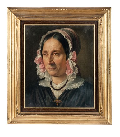  Giuseppe Palizzi  (Lanciano, 1812 - Parigi, 1888) : Ritratto di anziana con pizzo e fiocchi rosa.  - Asta Arte Antica, Moderna e Contemporanea [parte II] - Libreria Antiquaria Gonnelli - Casa d'Aste - Gonnelli Casa d'Aste