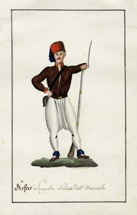  Jean Baptiste Barla  (1817 - 1896) : Lotto composto di 12 bozzetti costumistici militari orientali.  - Asta Arte Antica, Moderna e Contemporanea [parte II] - Libreria Antiquaria Gonnelli - Casa d'Aste - Gonnelli Casa d'Aste