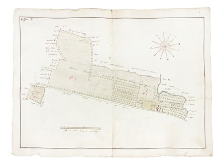  Domenico Maria Viaggi  (perito agrimensore a Bologna, ) [attribuito a] : Regesto e dieci cabrei della tenuta detta La Cagnona del Marchese Scipione Capponi nel comprensorio savignanese.  - Auction Arte Antica, Moderna e Contemporanea [parte I] - Libreria Antiquaria Gonnelli - Casa d'Aste - Gonnelli Casa d'Aste