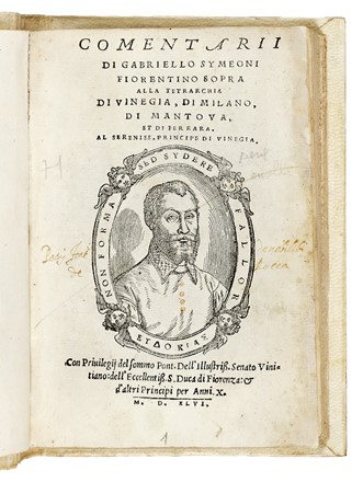  Simeoni Gabriele : Comentarii [...] sopra alla tetrarchia di Vinegia, di Milano, di Mantova et di Ferrara... Storia, Storia locale, Storia, Diritto e Politica, Storia, Diritto e Politica  - Auction Libri, Autografi e Manoscritti - Libreria Antiquaria Gonnelli - Casa d'Aste - Gonnelli Casa d'Aste