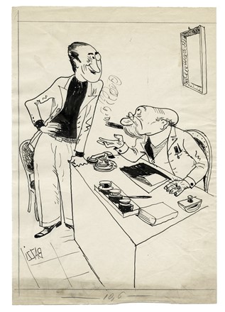  Mario Bazzi  (Bologna, 1891 - Milano, 1954) : Lotto composto di 4 vignette satiriche.  - Asta Arte Antica, Moderna e Contemporanea [parte II] - Libreria Antiquaria Gonnelli - Casa d'Aste - Gonnelli Casa d'Aste