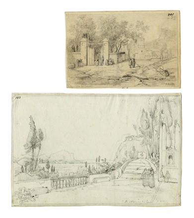  Giacinto Gigante  (Napoli, 1804 - Napoli, 1876) : Lotto composto di 5 disegni su Napoli.  - Asta Arte Antica, Moderna e Contemporanea [parte II] - Libreria Antiquaria Gonnelli - Casa d'Aste - Gonnelli Casa d'Aste