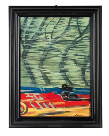  Federico Seneca  (Fano, 1891 - Casnate, 1976) : Automobili rossa e blu in corsa.  - Auction Arte Antica, Moderna e Contemporanea [parte II] - Libreria Antiquaria Gonnelli - Casa d'Aste - Gonnelli Casa d'Aste