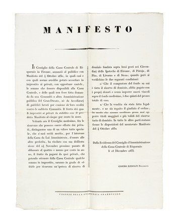 Raccolta di 105 tra notificazioni, editti, dispacci telegrafici, bollettini, sonetti, ecc. Storia, Storia, Diritto e Politica  - Auction Libri, Autografi e Manoscritti - Libreria Antiquaria Gonnelli - Casa d'Aste - Gonnelli Casa d'Aste