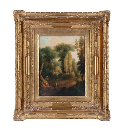  Anonimo del XVIII secolo : Scorcio di bosco con figura femminile e bambino.  - Asta Arte Antica, Moderna e Contemporanea [parte I] - Libreria Antiquaria Gonnelli - Casa d'Aste - Gonnelli Casa d'Aste