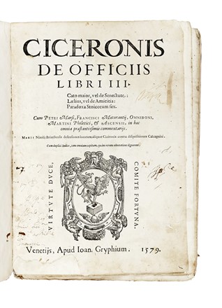  Cicero Marcus Tullius : De officiis libri III... Legatura, Storia, Collezionismo e Bibliografia, Storia, Diritto e Politica  - Auction Libri, Autografi e Manoscritti - Libreria Antiquaria Gonnelli - Casa d'Aste - Gonnelli Casa d'Aste
