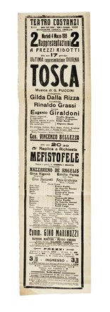 Raccolta di 68 locandine di melodrammi e balletti rappresentati al Teatro Costanzi di Roma.  - Asta Libri, Autografi e Manoscritti - Libreria Antiquaria Gonnelli - Casa d'Aste - Gonnelli Casa d'Aste