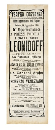 Raccolta di 68 locandine di melodrammi e balletti rappresentati al Teatro Costanzi di Roma.  - Asta Libri, Autografi e Manoscritti - Libreria Antiquaria Gonnelli - Casa d'Aste - Gonnelli Casa d'Aste