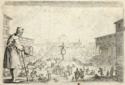  Jacques Callot  (Nancy, 1592 - 1635) : Le march� de la Place de l'Annonciade, � Florence / La promenade sur l'eau / L'Eventail (Battaglia del re Tessi e del re Tinta).  - Auction Arte Antica, Moderna e Contemporanea [parte I] - Libreria Antiquaria Gonnelli - Casa d'Aste - Gonnelli Casa d'Aste