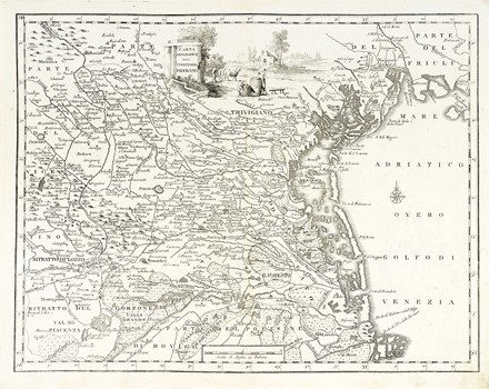  Guillaume De L'Isle  (Parigi,, 1675 - 1726, ) : Carta geografica dell'Stato veneto in'Italia / Carta geografica del Territorio Padovano / Carta geografica del territorio Trevigiano / Carta geografica della  provincia del Friuli.  - Auction Arte Antica, Moderna e Contemporanea [parte I] - Libreria Antiquaria Gonnelli - Casa d'Aste - Gonnelli Casa d'Aste