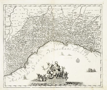  Guillaume De L'Isle  (Parigi,, 1675 - 1726, ) : Carta geografica del Governo della Liguria o sia dello Stato della Repubblica di Genova.  - Auction Arte Antica, Moderna e Contemporanea [parte I] - Libreria Antiquaria Gonnelli - Casa d'Aste - Gonnelli Casa d'Aste