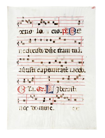 2 fogli di antifonario, 1 con iniziale O ornata di tipo fitomorfo, su fondo oro.  - Asta Libri, Autografi e Manoscritti - Libreria Antiquaria Gonnelli - Casa d'Aste - Gonnelli Casa d'Aste