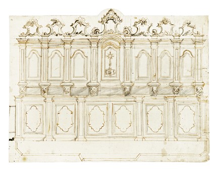 Anonimo del XVIII secolo : Progetti per due grandi mobili da sacrestia.  - Asta Arte Antica, Moderna e Contemporanea [parte I] - Libreria Antiquaria Gonnelli - Casa d'Aste - Gonnelli Casa d'Aste
